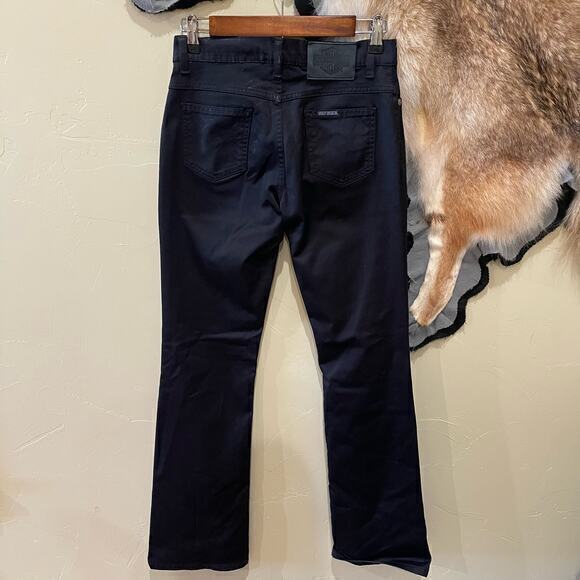 Harley-Davidson Black Bootcut‎ Jeans Womens 2 Straight Leg Biker Babe Motorcycle - Picture 2 of 7